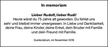Traueranzeige von Rudolf  von vrm-trauer
