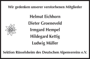 Traueranzeige von Zum Gedenken  von vrm-trauer