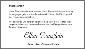 Traueranzeige von Ellen Zenglein von vrm-trauer