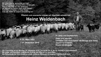 Traueranzeige von Heinz Weidenbach von vrm-trauer
