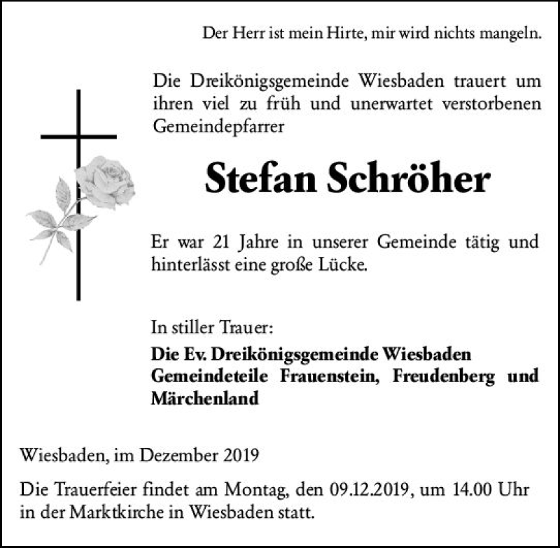  Traueranzeige für Stefan Schröher vom 05.12.2019 aus vrm-trauer