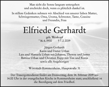 Traueranzeige von Elfriede Gerhardt von vrm-trauer