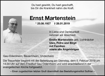 Traueranzeige von Ernst Martenstein von vrm-trauer