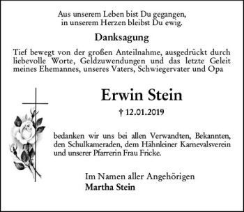 Traueranzeige von Erwin Stein von vrm-trauer