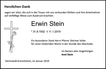 Traueranzeige von Erwin Stein von vrm-trauer