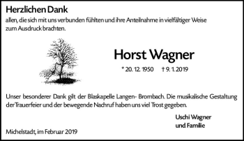 Traueranzeige von Horst Wagner von vrm-trauer
