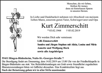 Traueranzeige von Kurt Zimmerschitt von vrm-trauer