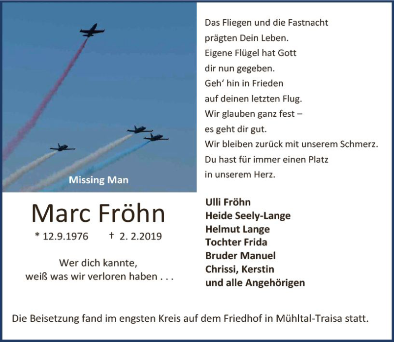  Traueranzeige für Marc Fröhn vom 16.02.2019 aus vrm-trauer