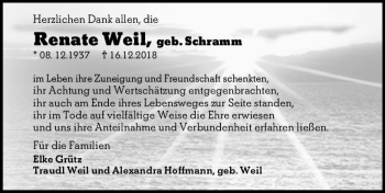 Traueranzeige von Renate Weil von vrm-trauer