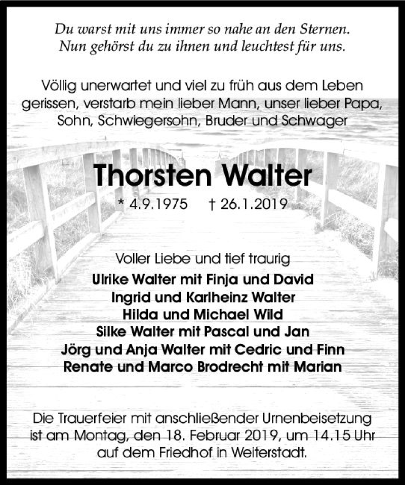  Traueranzeige für Thorsten Walter vom 09.02.2019 aus vrm-trauer