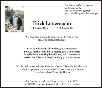 Traueranzeige von Erich Lottermann von vrm-trauer