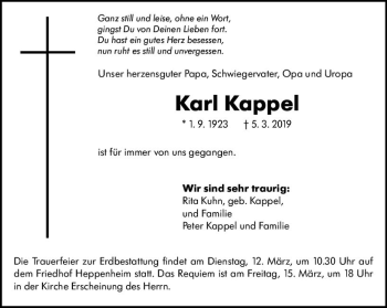 Traueranzeige von Karl Koppel von vrm-trauer