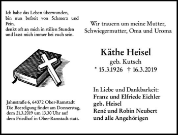 Traueranzeige von Käthe Heisel von vrm-trauer