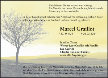 Traueranzeige von Marcel Graillot von vrm-trauer