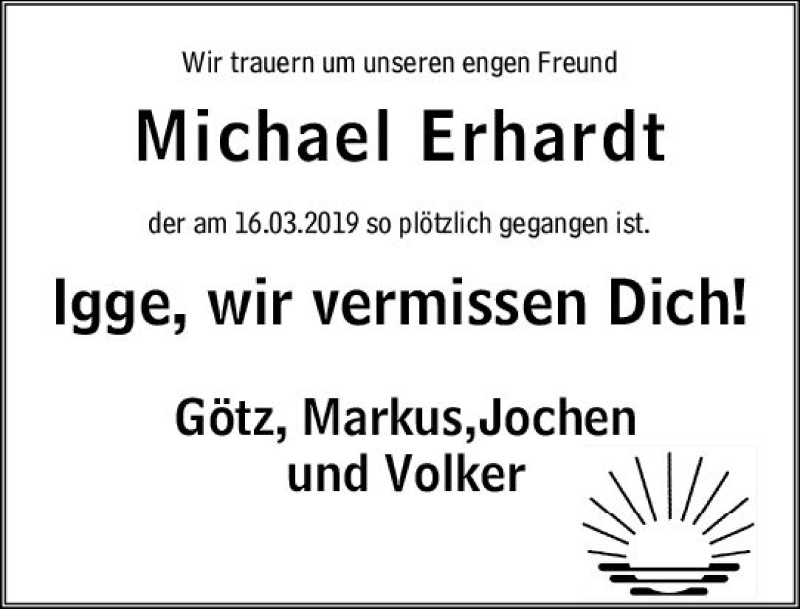  Traueranzeige für Michael Erhardt vom 22.03.2019 aus vrm-trauer
