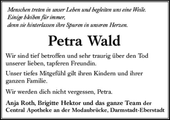 Traueranzeige von Petra Wald von vrm-trauer
