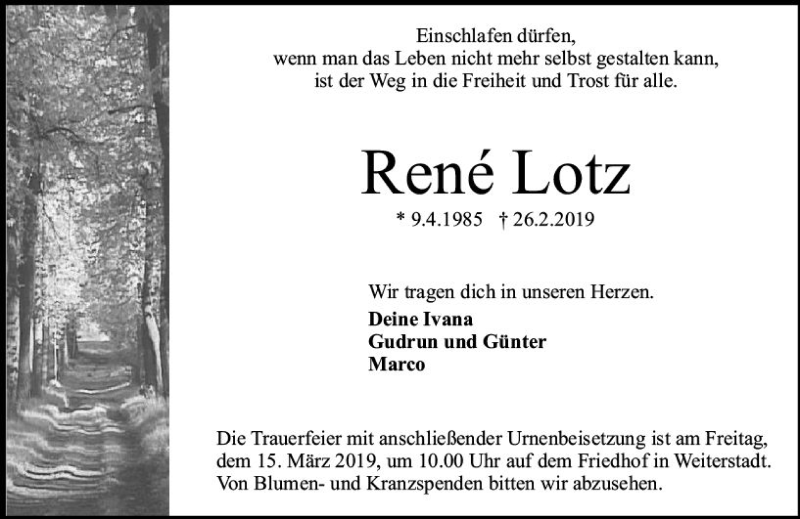  Traueranzeige für René Lotz vom 09.03.2019 aus vrm-trauer