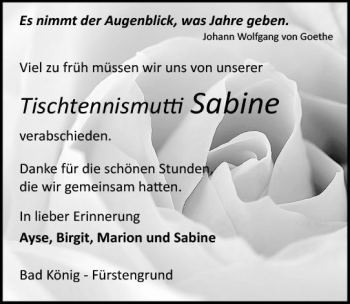 Traueranzeige von Sabine  von vrm-trauer