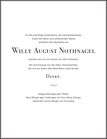 Traueranzeige von Willy August Nothnagel von vrm-trauer