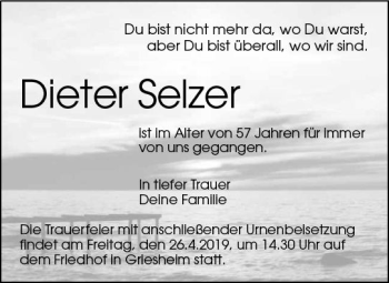 Traueranzeige von Dieter Selzer von vrm-trauer