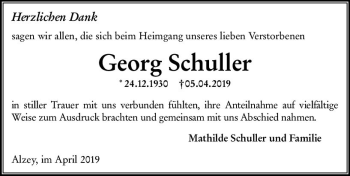 Traueranzeige von Georg Schuller von vrm-trauer