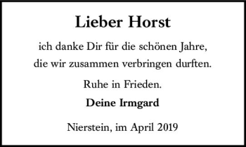 Traueranzeige von Horst  von vrm-trauer