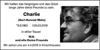 Traueranzeige von Karl-Konrad Metz von vrm-trauer