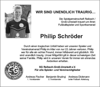 Traueranzeige von Philip Schröder von vrm-trauer