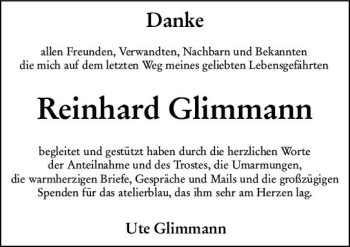 Traueranzeige von Reinhard Glimmann von vrm-trauer