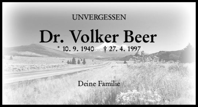  Traueranzeige für Volker Beer vom 27.04.2019 aus vrm-trauer