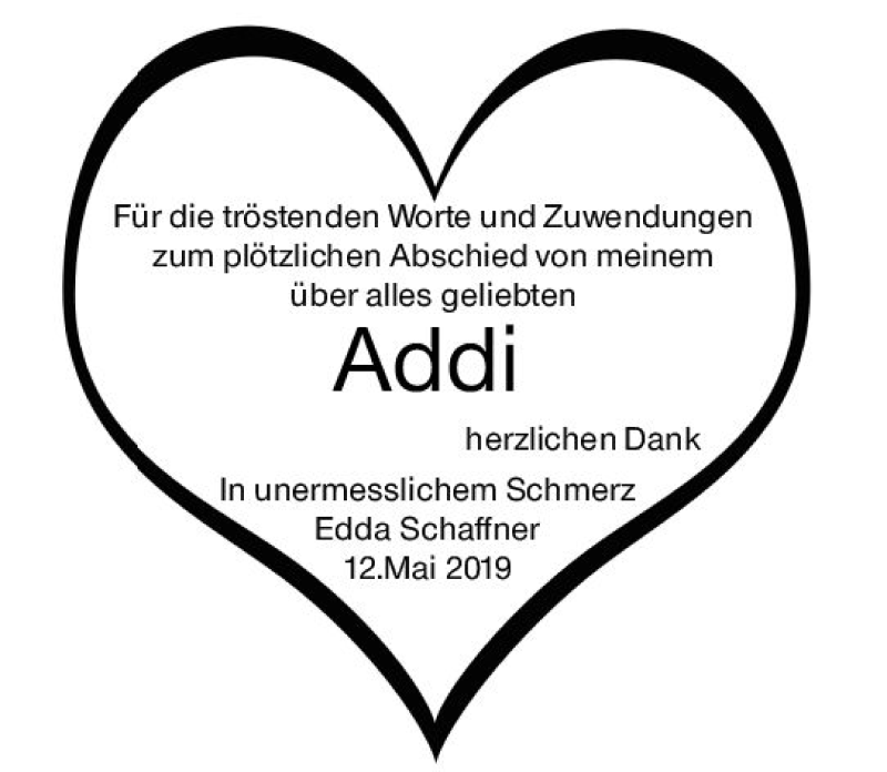  Traueranzeige für Addi  vom 01.06.2019 aus vrm-trauer