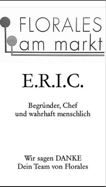 Traueranzeige von E.R.I.C.   von vrm-trauer