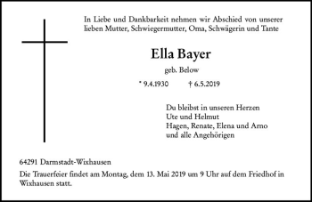 Traueranzeige von Ella Bayer von vrm-trauer