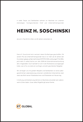 Traueranzeige von Heinz H. Soschinski von vrm-trauer