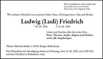 Traueranzeige von Ludwig Friedrich von vrm-trauer