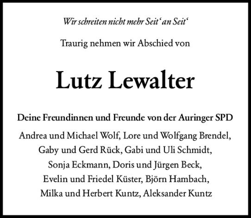  Traueranzeige für Lutz Lewalter vom 04.05.2019 aus vrm-trauer