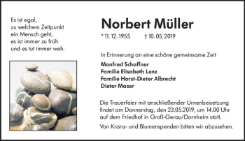 Traueranzeige von Norbert Müller von vrm-trauer
