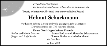 Traueranzeige von Helmut Schuckmann von vrm-trauer