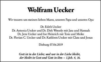 Traueranzeige von Wolfram Uecker von vrm-trauer