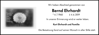 Traueranzeige von Bernd Ehrhardt von vrm-trauer