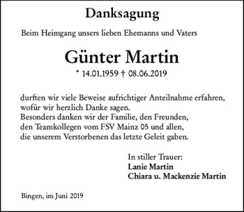 Traueranzeige von Günter Martin von vrm-trauer
