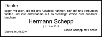 Traueranzeige von Hermann Schepp von vrm-trauer