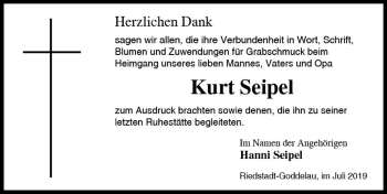 Traueranzeige von Kurt Seipel von vrm-trauer