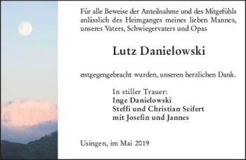 Traueranzeige von Lutz Danielowski von  Usinger Anzeiger