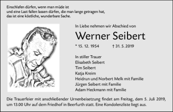 Traueranzeige von Werner Seibert von vrm-trauer