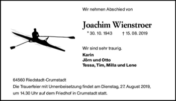 Traueranzeige von Joachim Wienstroer von vrm-trauer