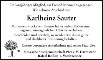 Traueranzeige von Karlheinz Sauter von vrm-trauer