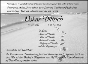 Traueranzeige von Oskar Dittrich von vrm-trauer
