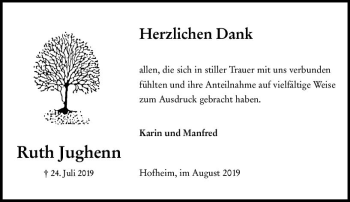 Traueranzeige von Ruth Jughenn von vrm-trauer
