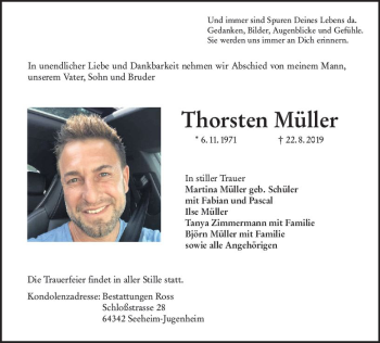 Traueranzeige von Thorsten Müller von vrm-trauer